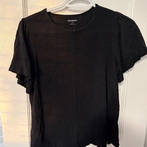 Old Navy Black Flutter Sleeve Crewneck Tee